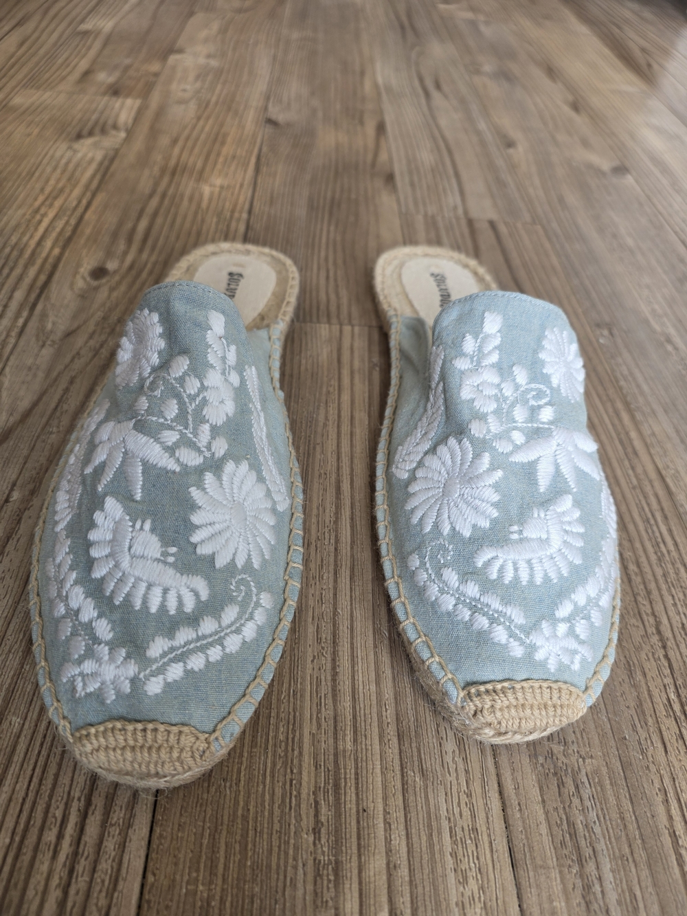 Soludos Light Blue Embroidered Slip-On Mules - Picture 5 of 6